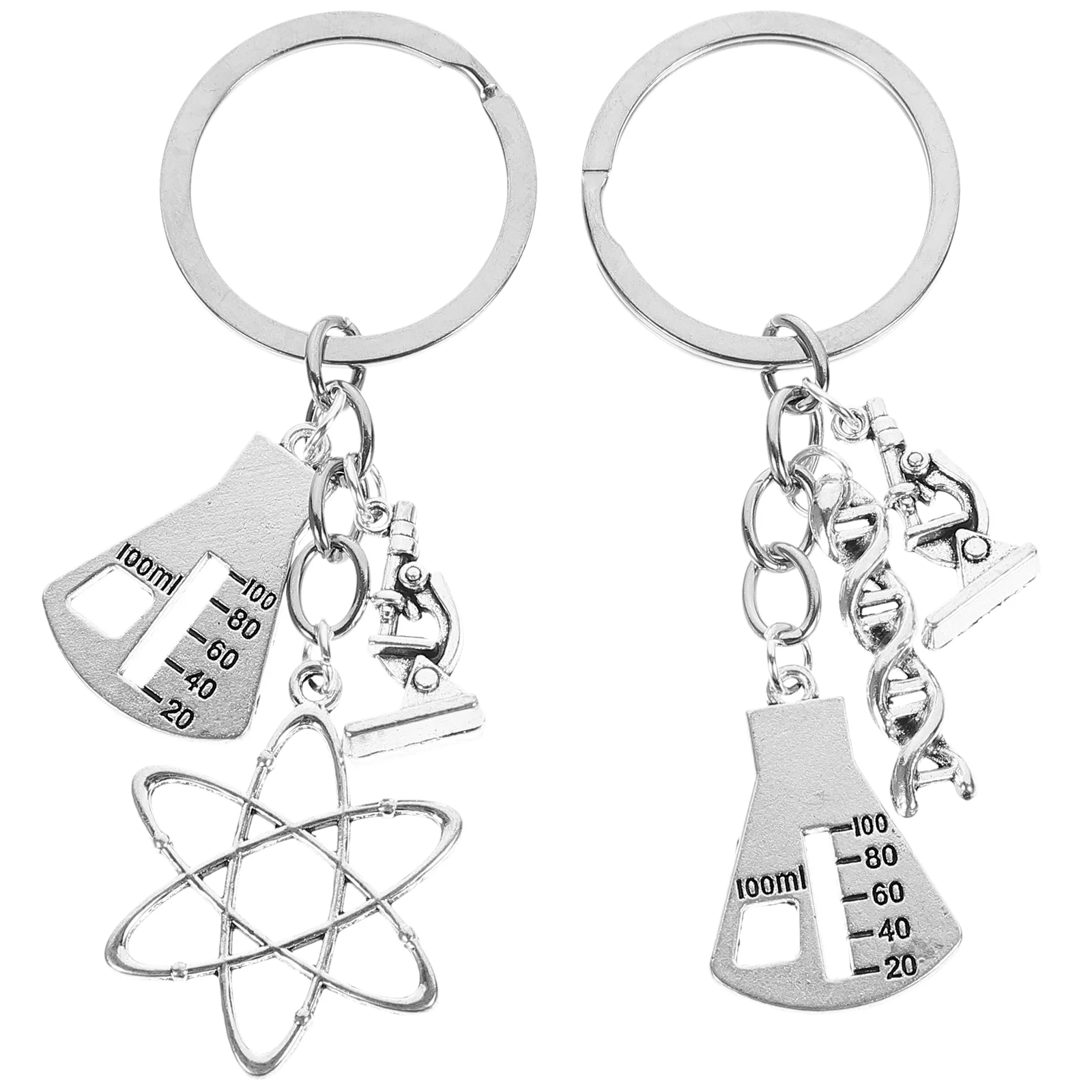 

2 Pcs Key Fob Holder with Measuring Cup Pendant Chemical Themed Keychain Microscope Decorative Keyring