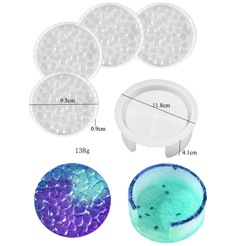 Set Of 5 Pieces DIY Pentagram Coaster Mold Crystal Epoxy Resin Mold Circular Coaster Decorative Silicone Mould Cup Mat Molds