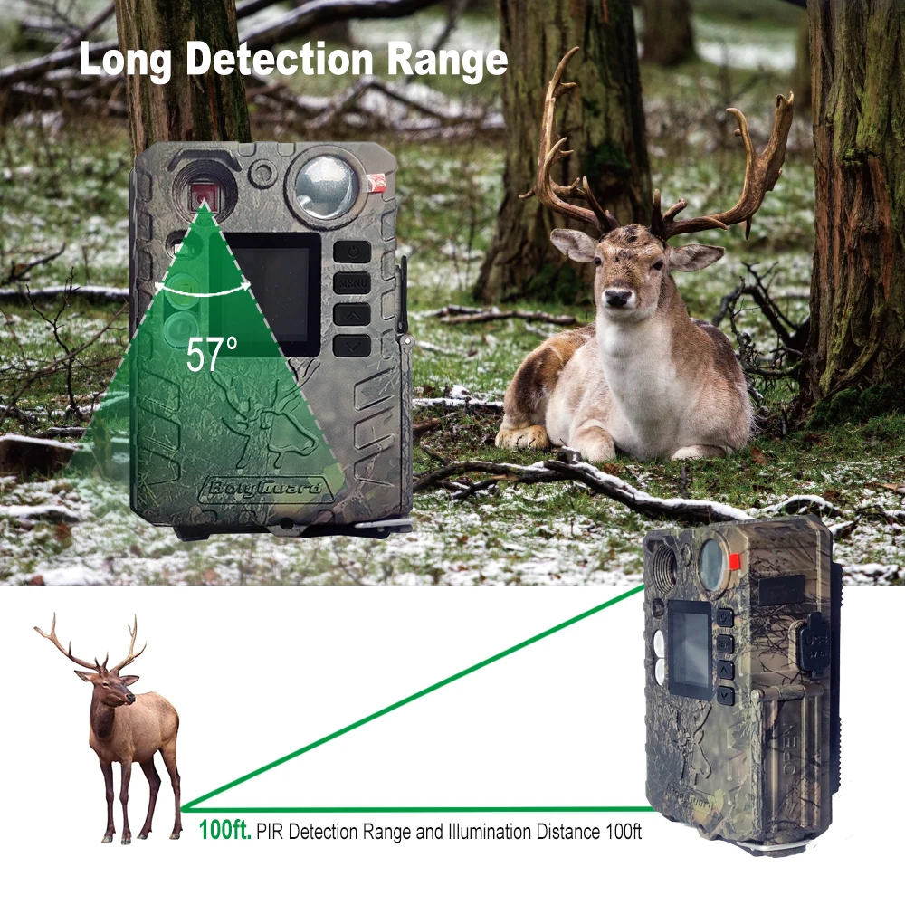 Boly BG410-DFP 100ft 0.7s BolyGuard Full Set Of Hunting Trail Game Scoutguard Cameras TF Card Batteries All Included Photo Traps