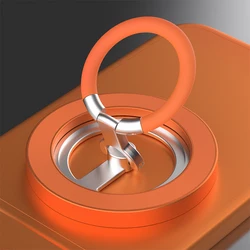 Dual - Sided Magnetic Phone Ring Kickstand and Grip - Folding Portable Stand (Orange)