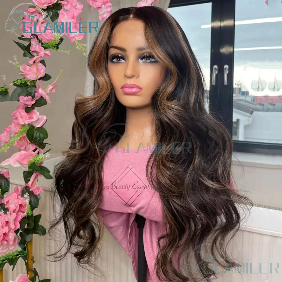200Density Highlight Blonde Wave HD Lace 5x5 Silk Base European Human Hair Wig For Women BabyHair Preplucked 13x4 Silk Top Wigs