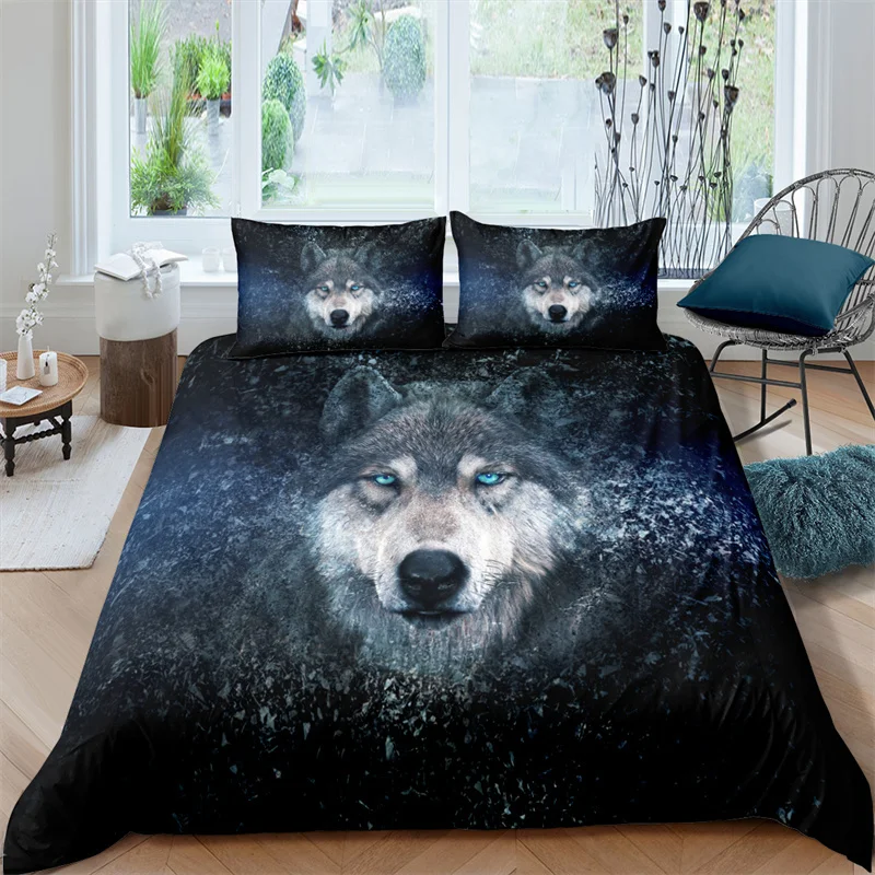 

Home Textile Luxury 3D Wolf Print 2/3Pcs Kids Adult Duvet Cover Pillowcase Bedding Set Single Queen and King AU/EU/US Size