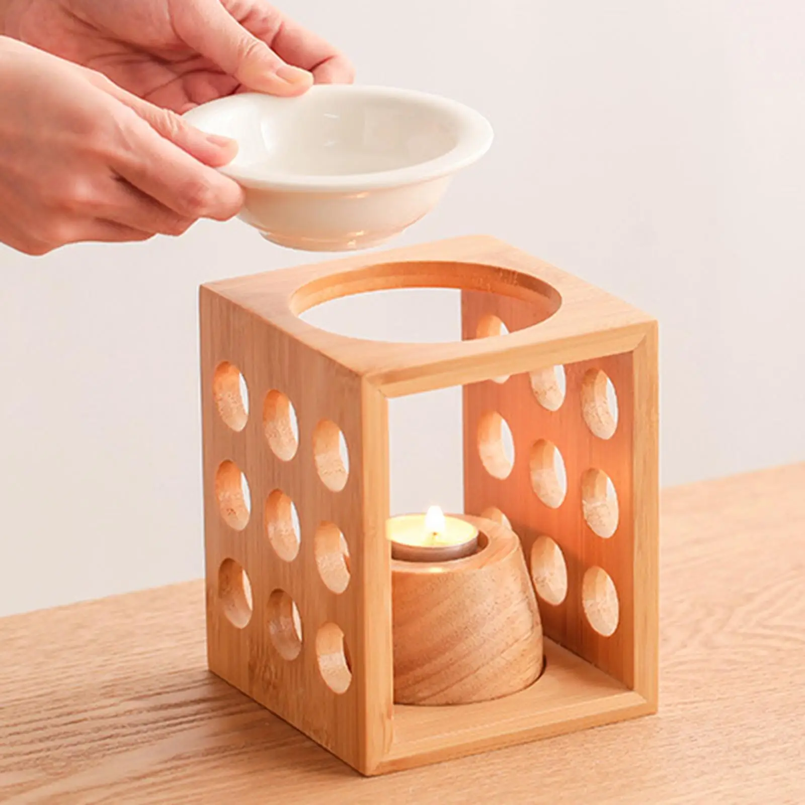 Wax Melt Burner - Bamboo Warmer - Heart & Home