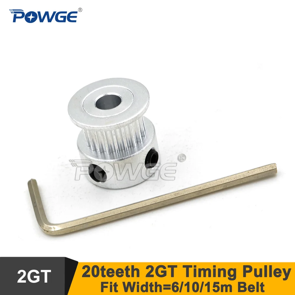 

POWGE 20 Teeth 2GT Timing Pulley Bore=5/6/6.35/8mm Fit W=6/9/10/15mm 2MGT Synchronous Belt 3D Printer Parts 20T 20Teeth GT2