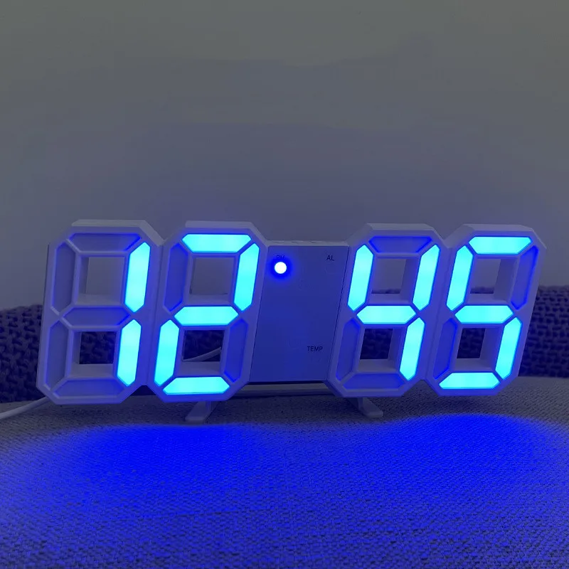 3D LED Digital Clock Wall Decor Glowing Night Mode 3 Alarms 12/24H For Living Room