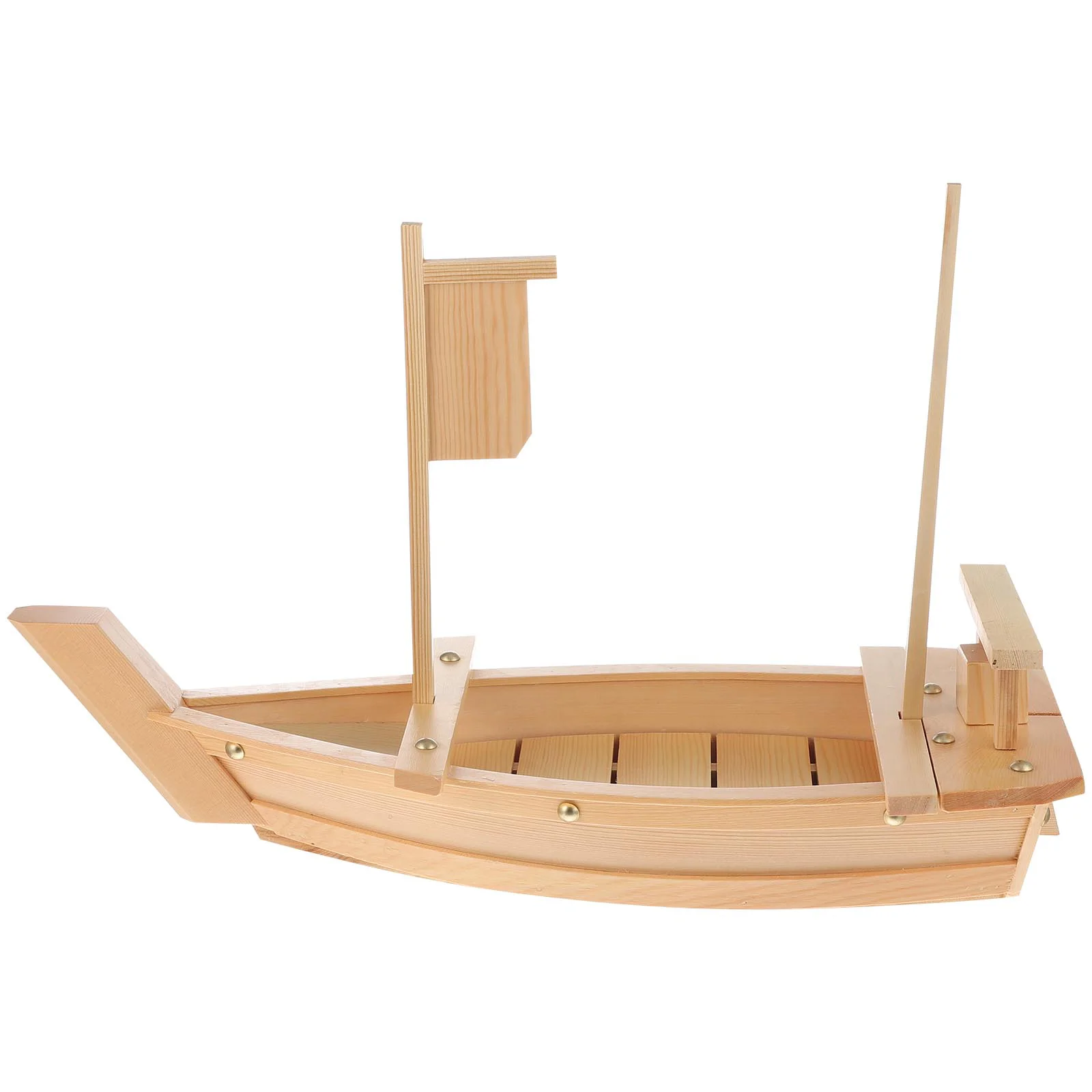 

Sushi Boat Shaped Display Plate Sashimi Serving Ship Board Wood Japanese Style Food Tray