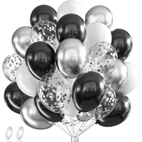42pcs 12inch Silver Black White Confetti Latex Balloons Birthday Party Decorations Kids Boy Girl Adult Wedding Globos Supplies 1