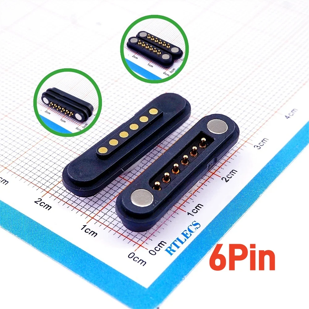2A wasserdichter magnetischer Pogo-Pin-Stecker, 2, 3, 4, 5, 6 Positionen, federbelastet, 2,54 mm männlich, weiblich, DC-Steckdose, Kontaktleiste – Detail 10