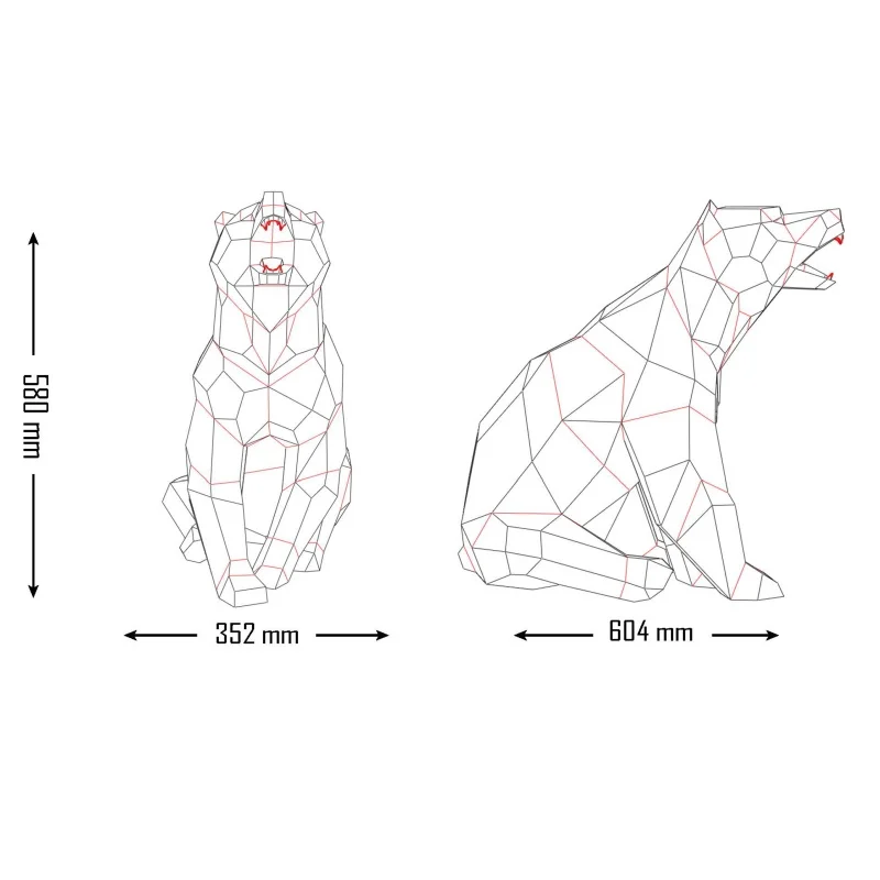 58cm Sitting Bear Paper Model Home Room Ornaments DIY Art Papercraft Hallway Decorations Sculpture Props 3D Puzzles Origami Gift