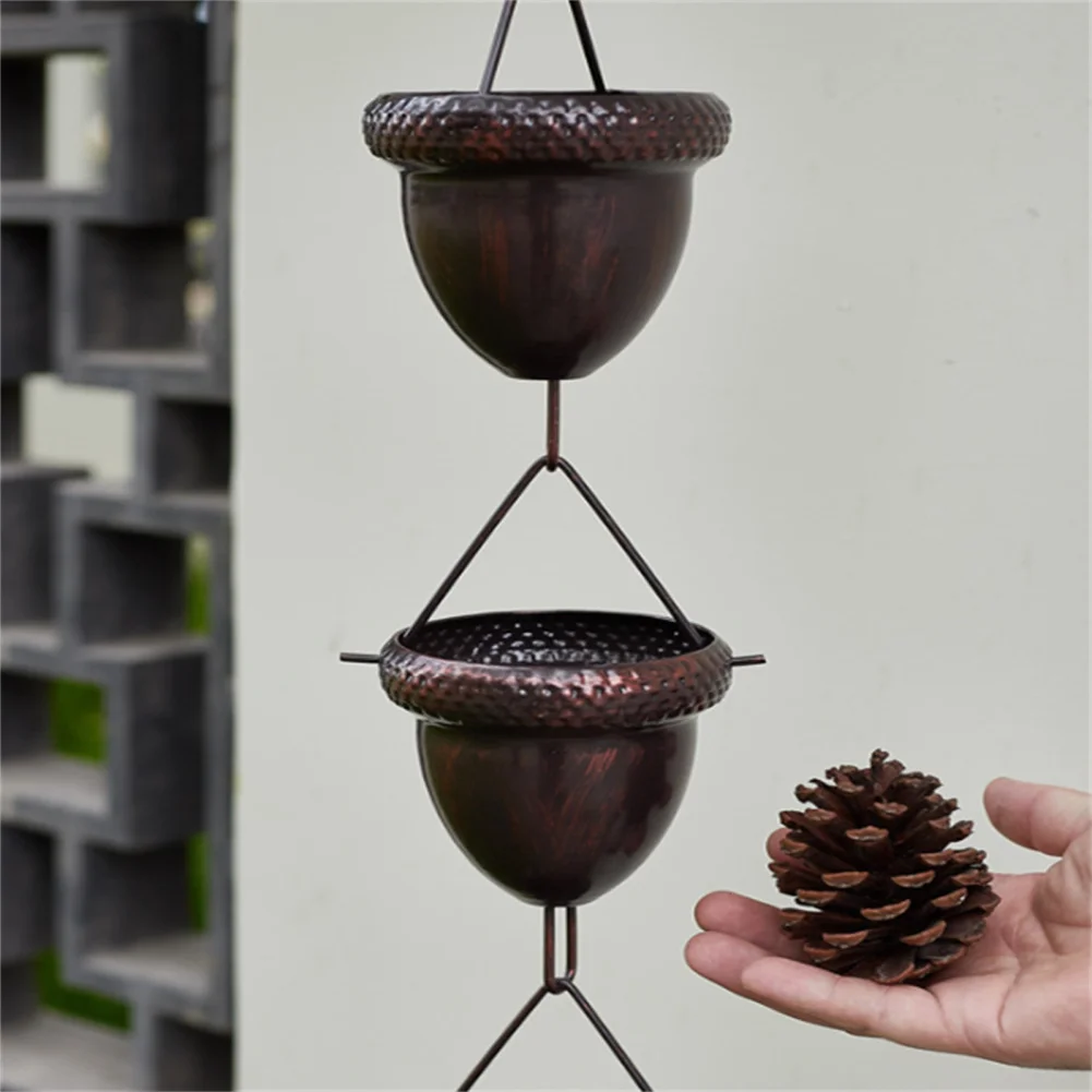 Outdoor Rain Chain Decorative Gutter Rain Chain Aluminum Acorn Bell Channels Water Away Attached Hanger Home Garden Decor