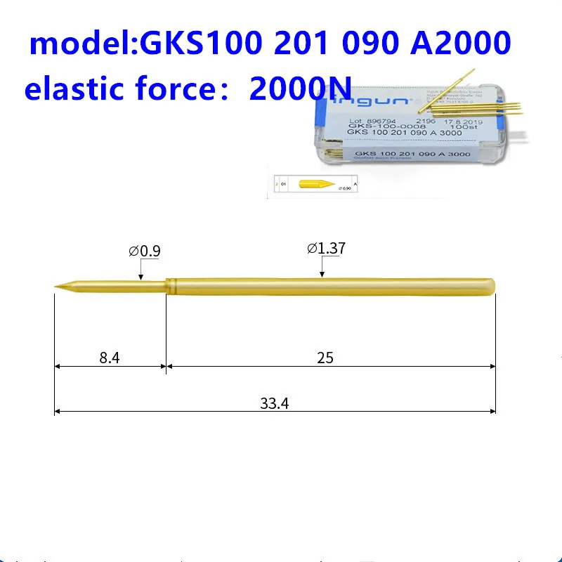 50/100PCS INGUN British Steel Probe GKS100 201 090 A2000/A3000 Pointed 1.36mm Spring Test Probe for ICT Testing p125 e durable brass spring test probe 100 pcs metal spring probe length 33 35mm convenient and durable spring test probe