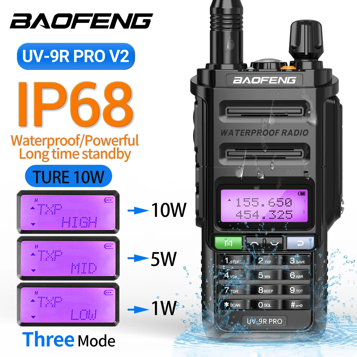 Baofeng UV 9R PRO Professional Walkie Talkie IP68 Waterproof Ham Radio