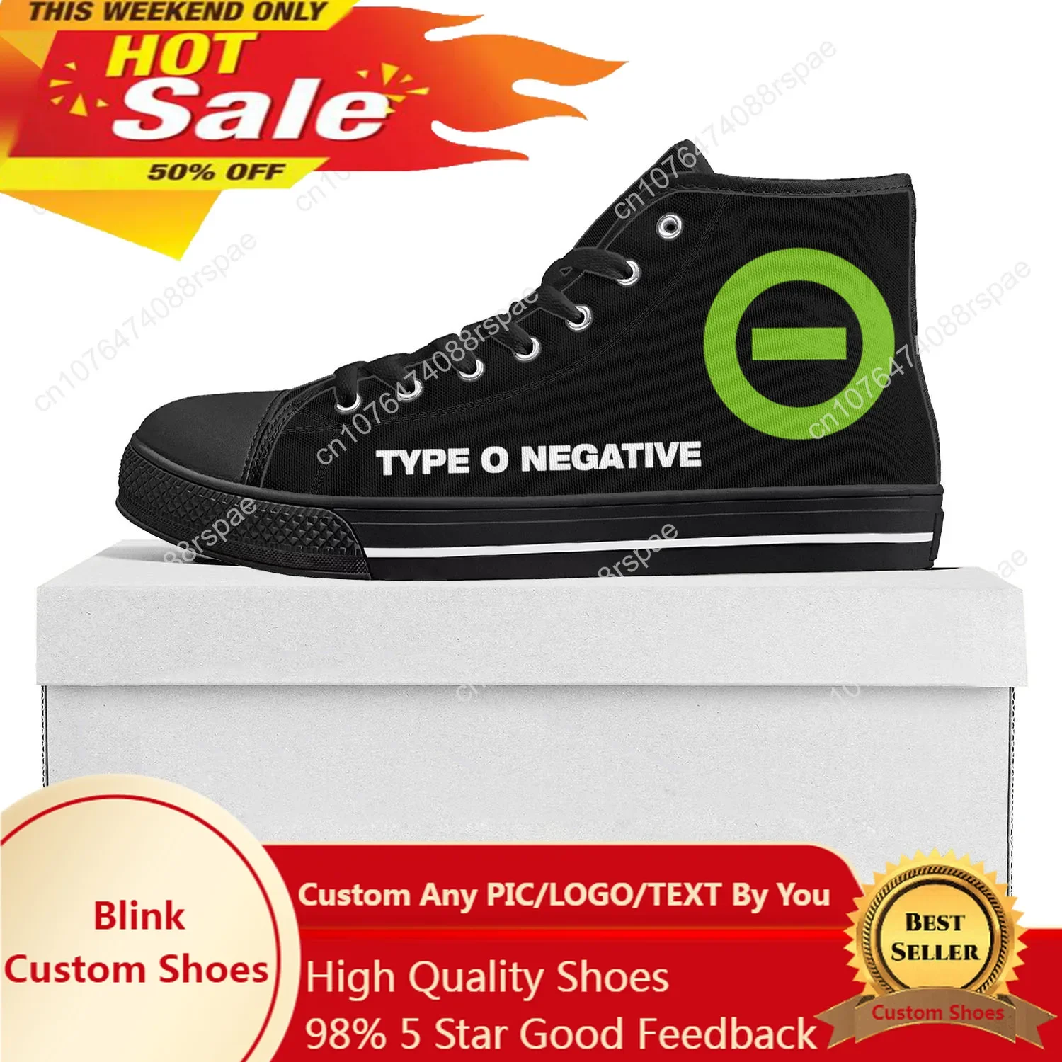 

Type O Negative Metal Rock Band High Top High Quality Sneakers Mens Womens Teenager Canvas Sneaker Couple Shoe Custom Shoe Black