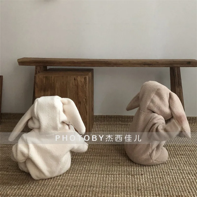 겨울 롬퍼, 토끼 귀 후드, 소년 소녀 롬퍼 옷, 양털 따뜻한 점프 수트, 소년 놀이복
