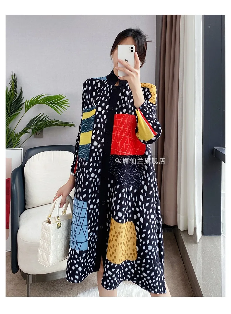 

Лидер продаж, платье миаке с воротником-стойкой и принтом в полоску, на пуговицах