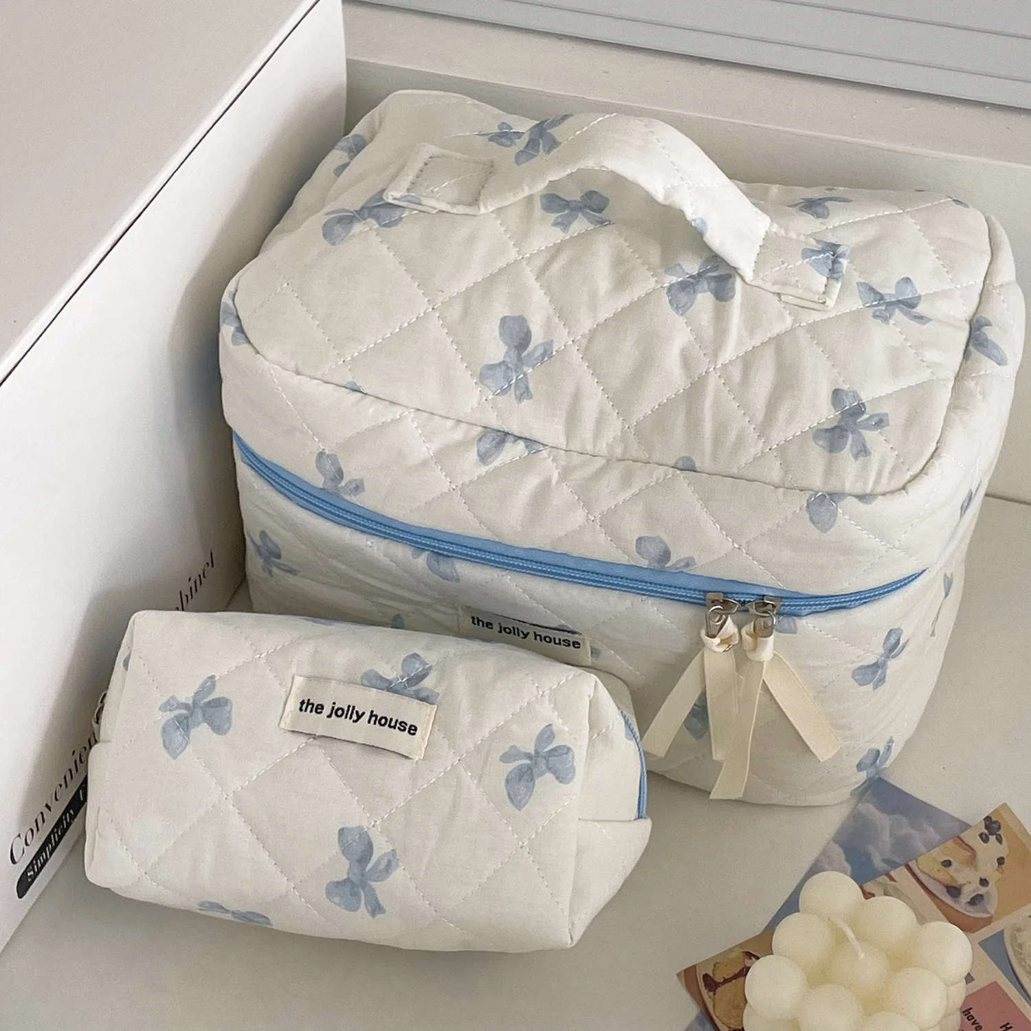 Sweet Bow Large Capacity Ladies Storage Bag Cute Portable Soft - Main Image