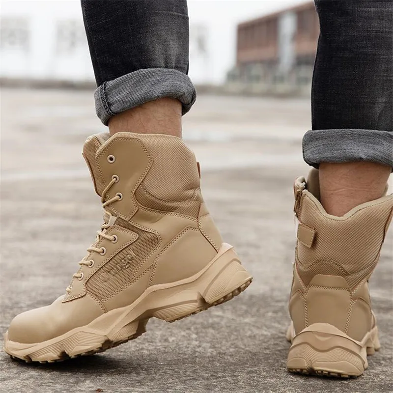 de seguridad hombre, calzado de trabajo con puntera de acero, zapatillas impermeables, botas militares de combate táctico para el desierto, Otoño e Invierno _ - Mobile