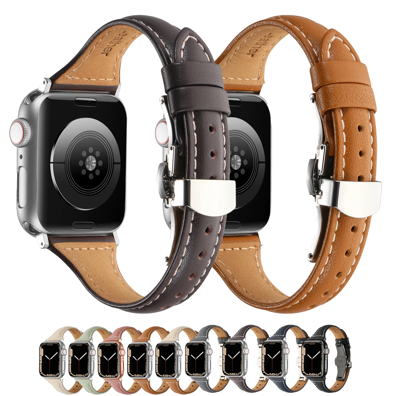 

Leather Strap For Apple watch ultra band 45mm 41mm 44mm 40mm 42mm 38mm 49mm bracelet correa watchband iWatch series 9 8 7 SE 6 5