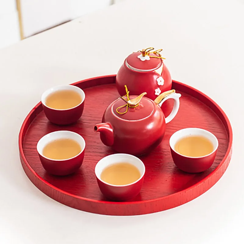 Chinese Tea Gift Set Service Porcelain Tea Pot Cups Tray For Bridegroom
