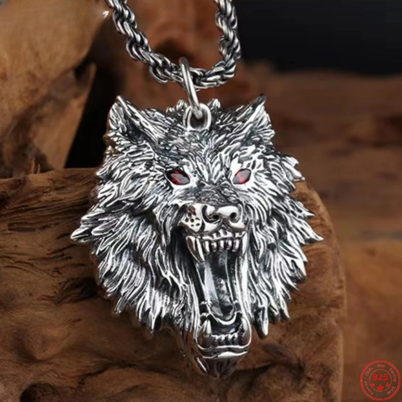 

Mencheese S925 Sterling Silver Pendants for Women Men New Fashion Domineering Wolf Head Zircon Eyes Punk Jewelry Free Shipping