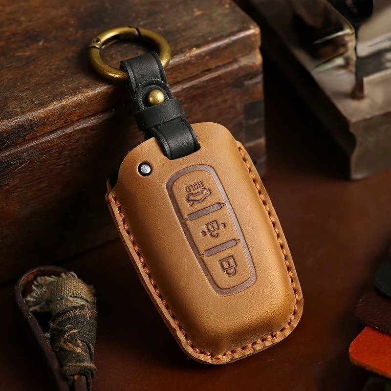 

1 PCS Genuine Leather Key Case Car Remote Cover For Kia Sportage Picanto 3 Rio K2 K5 For Hyundai i20 i30 ix35 Smart Flip