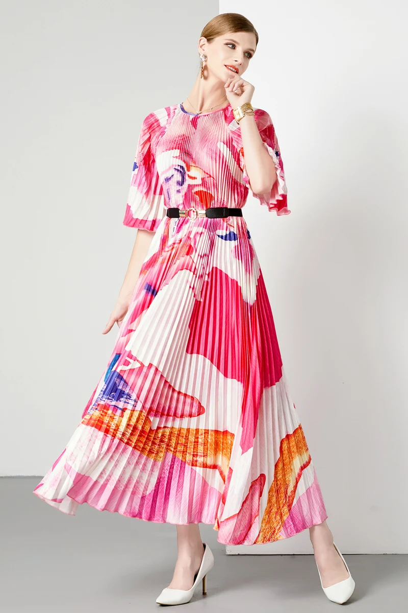 

2023 summer new temperament women floral skirt fresh print age reduction floral skirt mulberry silk skirt