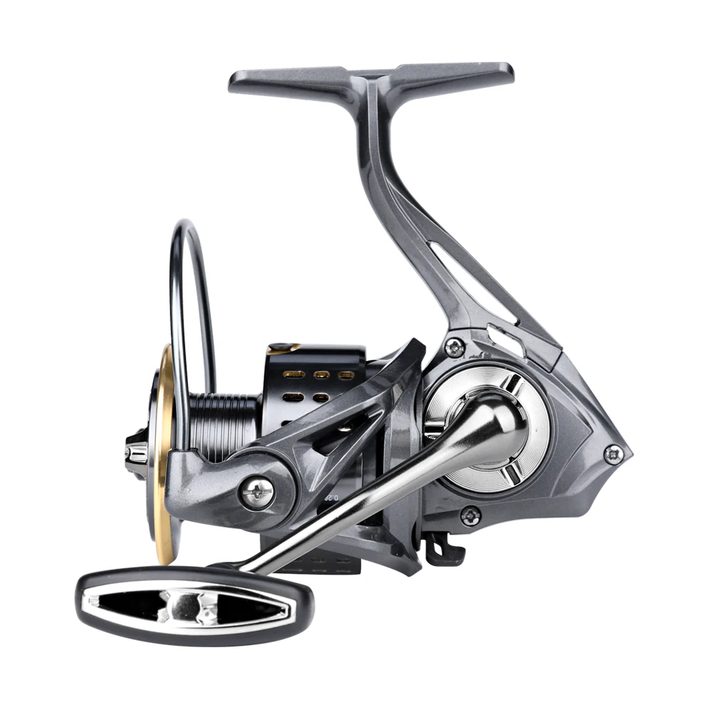 Moulinet de pêche spinning DEUKIO 5.2:1 - Moulinet mer et eau douce avec frein MAX 15lbs et bobine métal