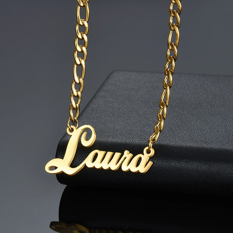 Treebud Custom Name Jewelry Set Stainless Steel Punk Chain for Men Women Personalized Nameplate Pendant Jewelry Gifts