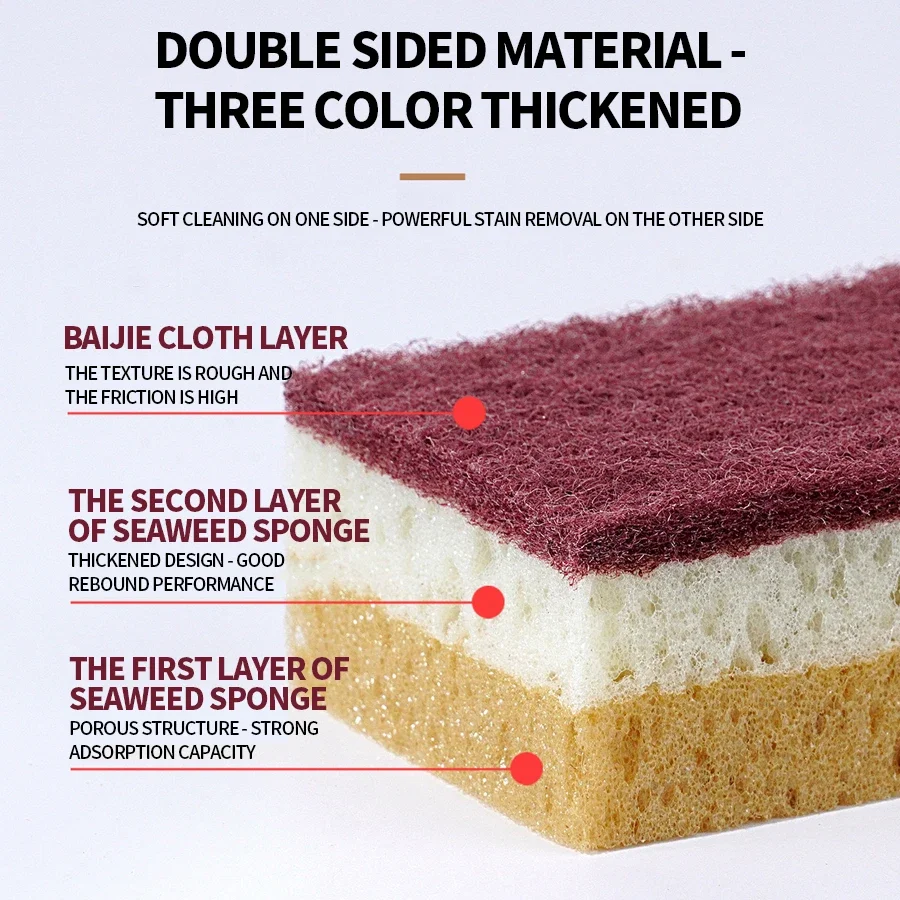 Cleaning Sponge HD Non-Greasy Dish Scrub Pad All-Purpose Pot Bowl Cleaner Kitchen Restaurant Supplies