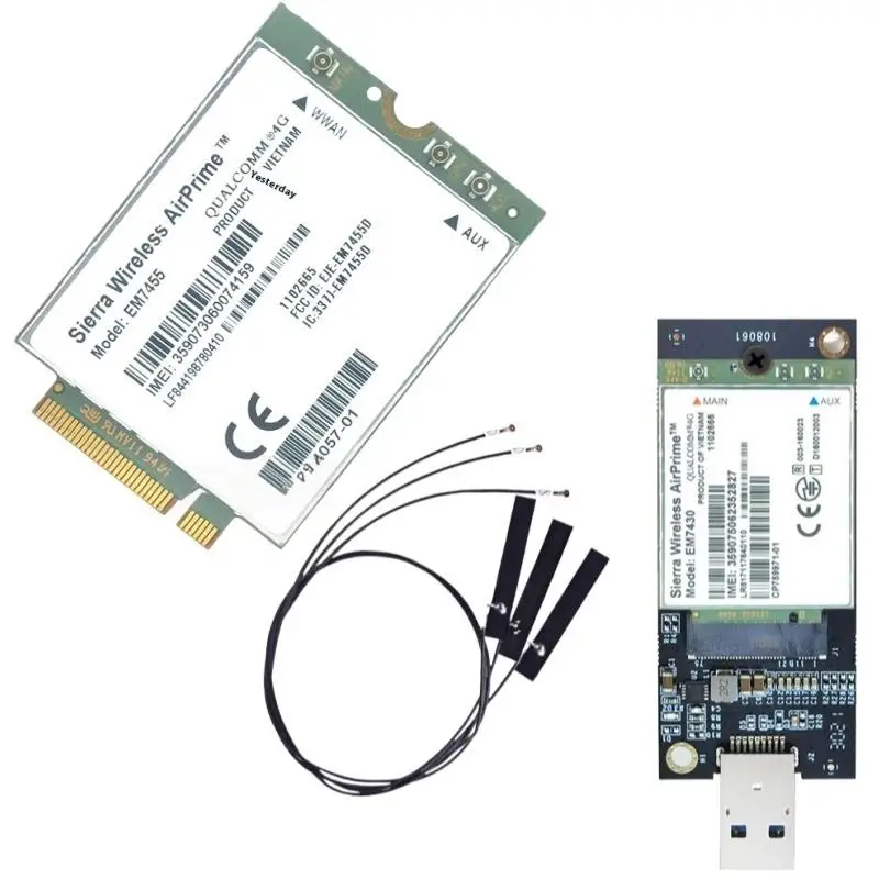【C】1세트 금속 4G 카드 300Mbps WWAN 무선 EM7455 1103582 노트북 및 4G 라우터용 FDD/TDD LTE Cat6 NGFF M.2 4G 모듈