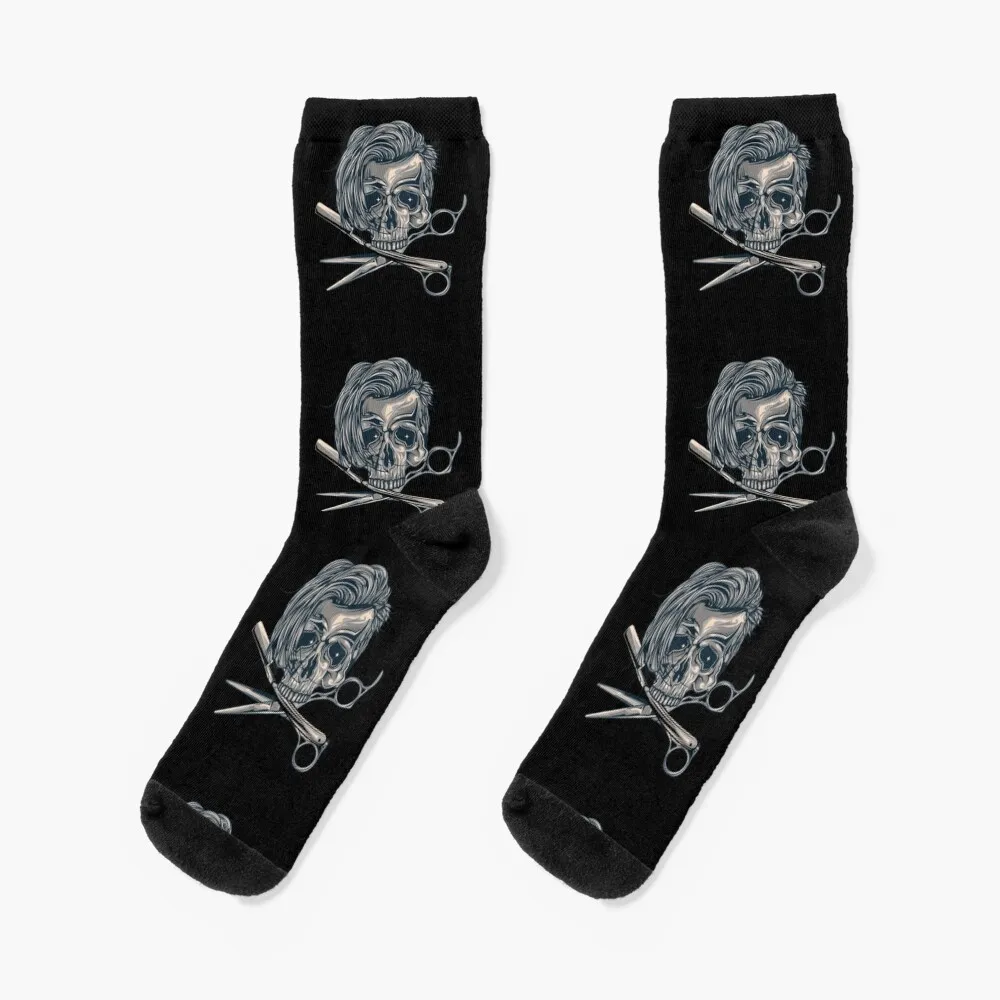 

Barbershop Skull Socks basketball set warm winter shoes Socks Woman Men's