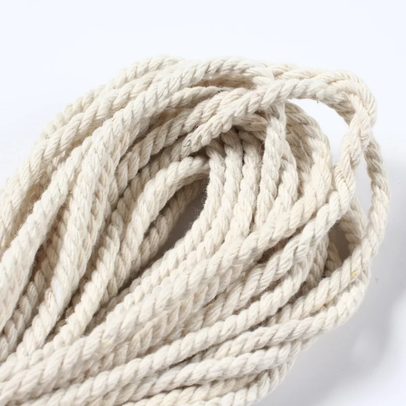 Braided Woven Twisted Natural Cotton Cord DIY Beading String Packing Rope Decorative Craft Thread Jewelry Bags Accessories 3/6mm