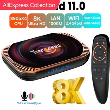 AliExpress 컬렉션 트랜스피드 TV 박스, 안드로이드 11, Amlogic S905X4, 듀얼 와이파이, 32G, 64GB, BT4.0, 4K, 8K, 3D, 1000M, 고속 TV 리시버 미디어