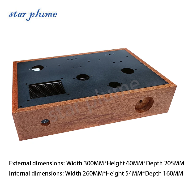 (300*60*205mm)Sapele Wood Frame Aluminum Amplifier Case Solid Wood Box 6v6/6P6P/5Z4P Vacuum Tube Amplifier Chassis Shell DIY Box