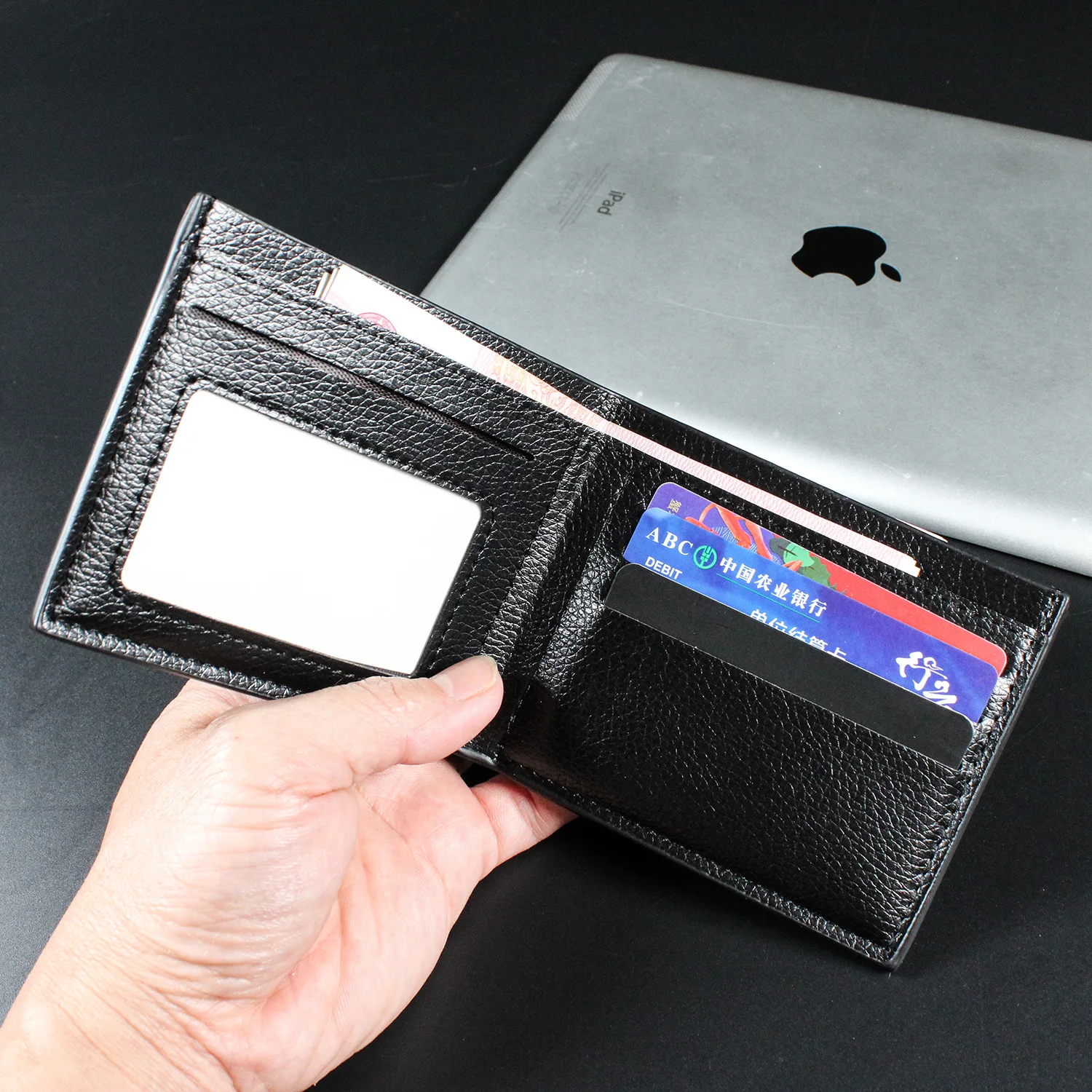 Fashion Short Men's Wallet PU Leather Men Wallets Multiple Card Slots ID/Credit Card Holder Black Wallets for Man - 4