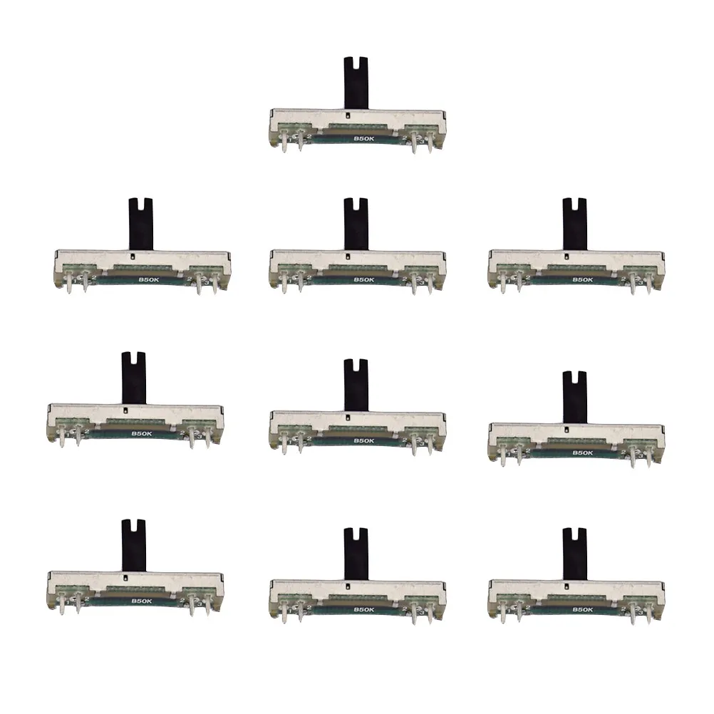 10Pcs B50k 슬라이딩 전위차계 45Mm 길이 9Mm 너비 55Mm 두께 모노 오디오 디머 페이더 믹서 Dj 장비 슬라이드