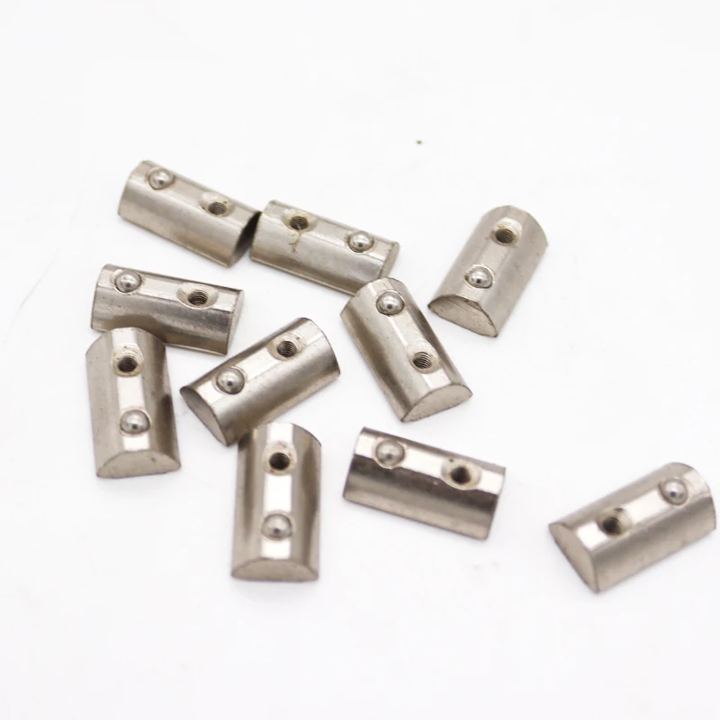 Half Round Elasticity Roll-in T Spring Nuts M3 M4 M5 M6 100pcs for Aluminum Profiles Groove