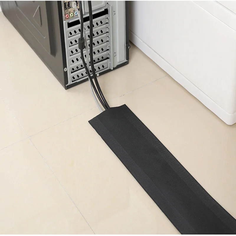 1M 케이블 커버 나일론 끈적 와이어 보호기 바닥 담요 바닥/카펫/트렁크/책상용 재사용 가능한 관리 코드 튜브