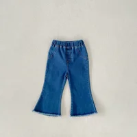 Baby Clothing 2024 Autumn Kids Pants Girls Simple Slim-fit Flare Casual All Match Casual Simple Baby Fashionable Denim Pants 6