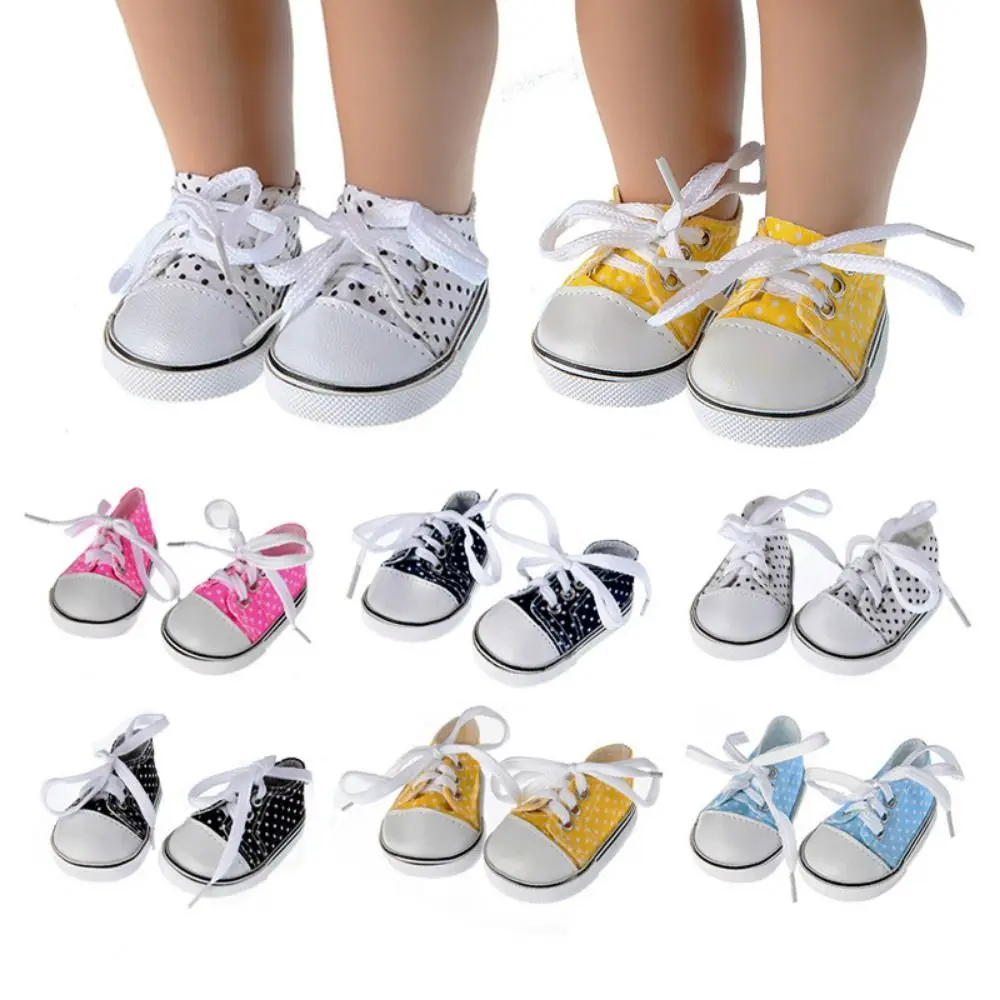 Shoes for Dolls Accessories Lace-up Doll Canvas Shoes Mini 7CM Doll Sneakers Cute Colorful BJD Doll Shoes DIY