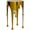 Aluminum Metal Abstract Melting Drip Accent Table with Melting Design and Shaded Glass Top, 16' X 16' X 25', Gold 4