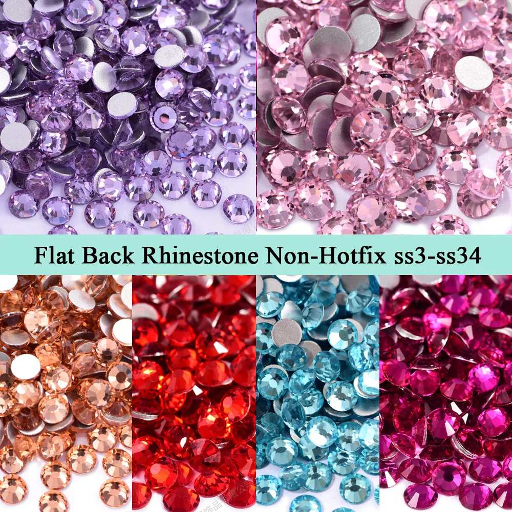YL Rainbow rhinestones Decorations SS3-SS34 1440 pcs charms crystal  rhinestone glue on 3D flatback foil non-hotfix nail art - AliExpress