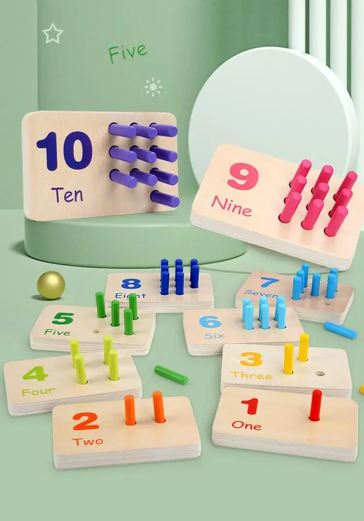 Wooden Counting Stick Math Game Number Matching Educational Toy_voghion.com