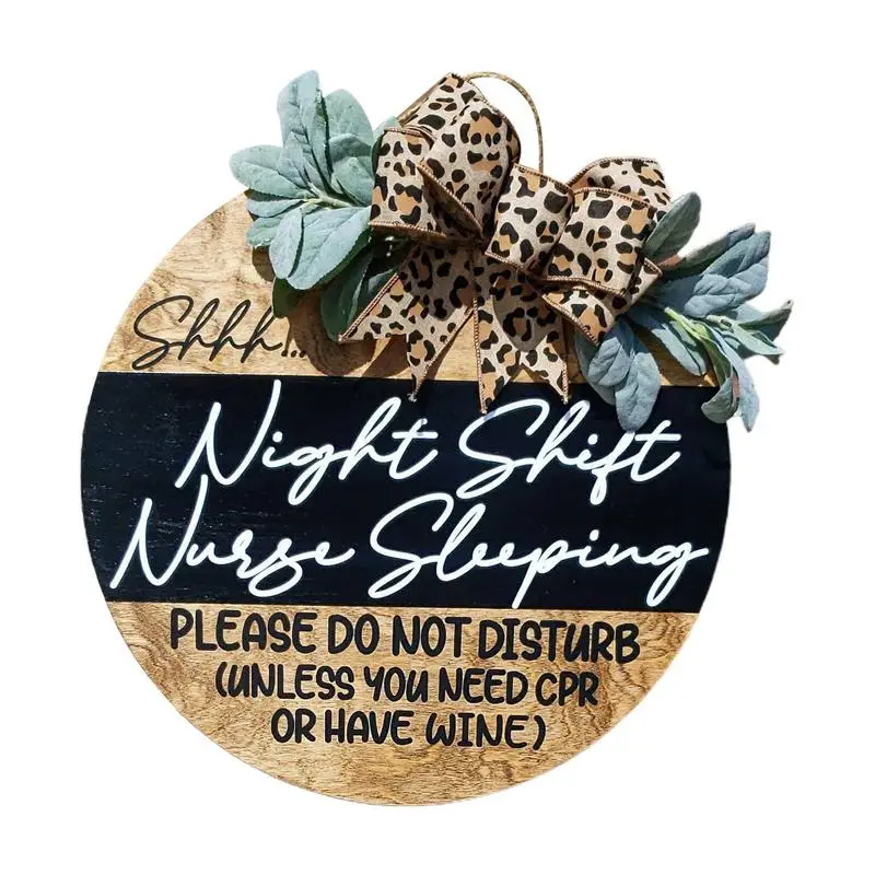

Дверная вешалка с леопардовым принтом «Не беспокоить», декор с бантом, ночной дверной венок медсестры с искусственной зеленью, круглый знак «Не беспокоить»