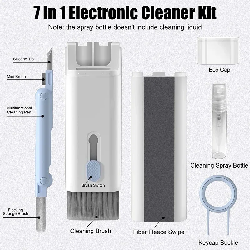 7-in-1 Computer Keyboard Cleaner Brush Kit Earphone Cleaning Pen for Headset IPad Phone Cleaning Tools Cleaner Keycap Puller Kit 2