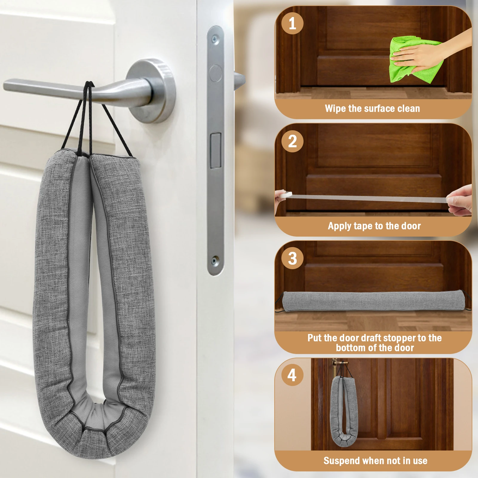 1/2Pcs Under Door Draft Stopper 92cm Heavy Triangular Duty Door Draft Blocker with Hanging Loops for Under Door Noise Blocker