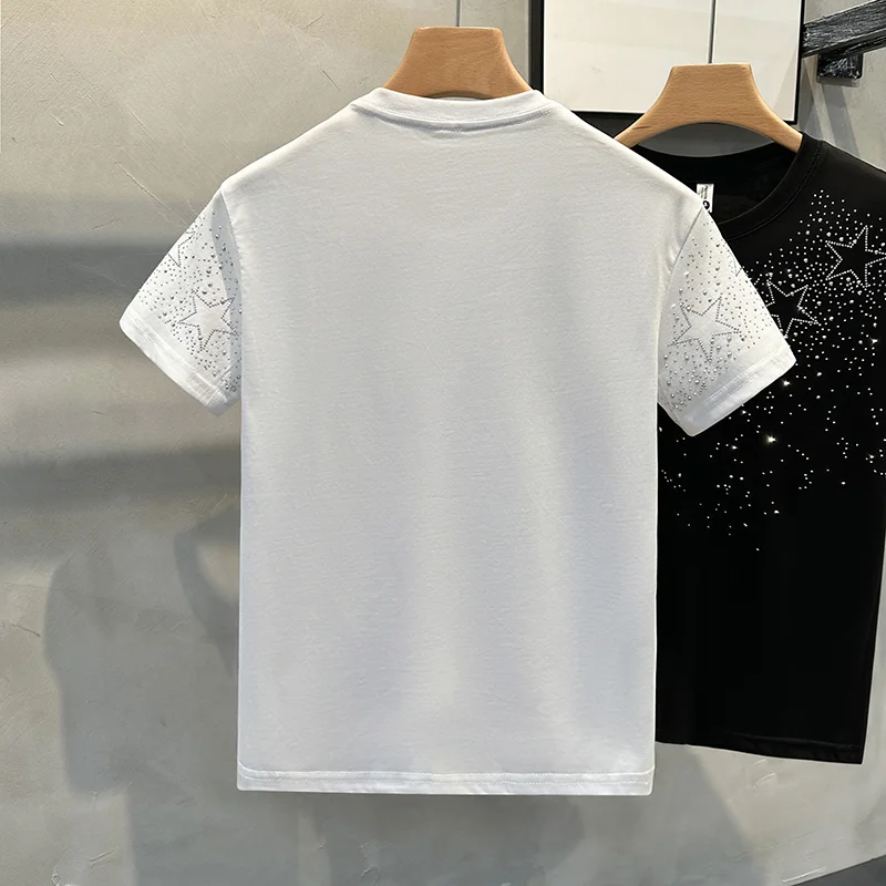 2025 Men T-shirt Short-sleeved Star Hot Diamond Internet Celebrity Explosion High-end Niche Half-sleeved T-shirt 5