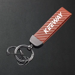 Carbon Fiber Textured Leather Motorcycle Keychain (Brown)