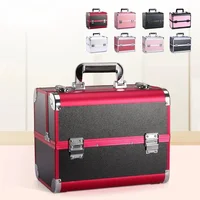 Makeup Case Women Cosmetic Organizer Aluminum Alloy Professional Cosmetic Box Beauty Tattoo Nail Art Supplies Toolbox Suitcase 1