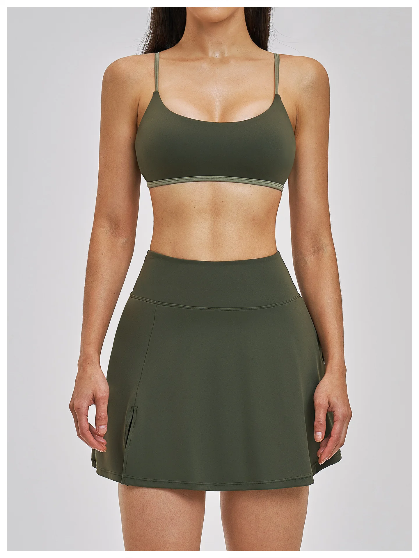 Women Sports Bra False Two-piece Push-up Shockproof Running Bra_voghion.com